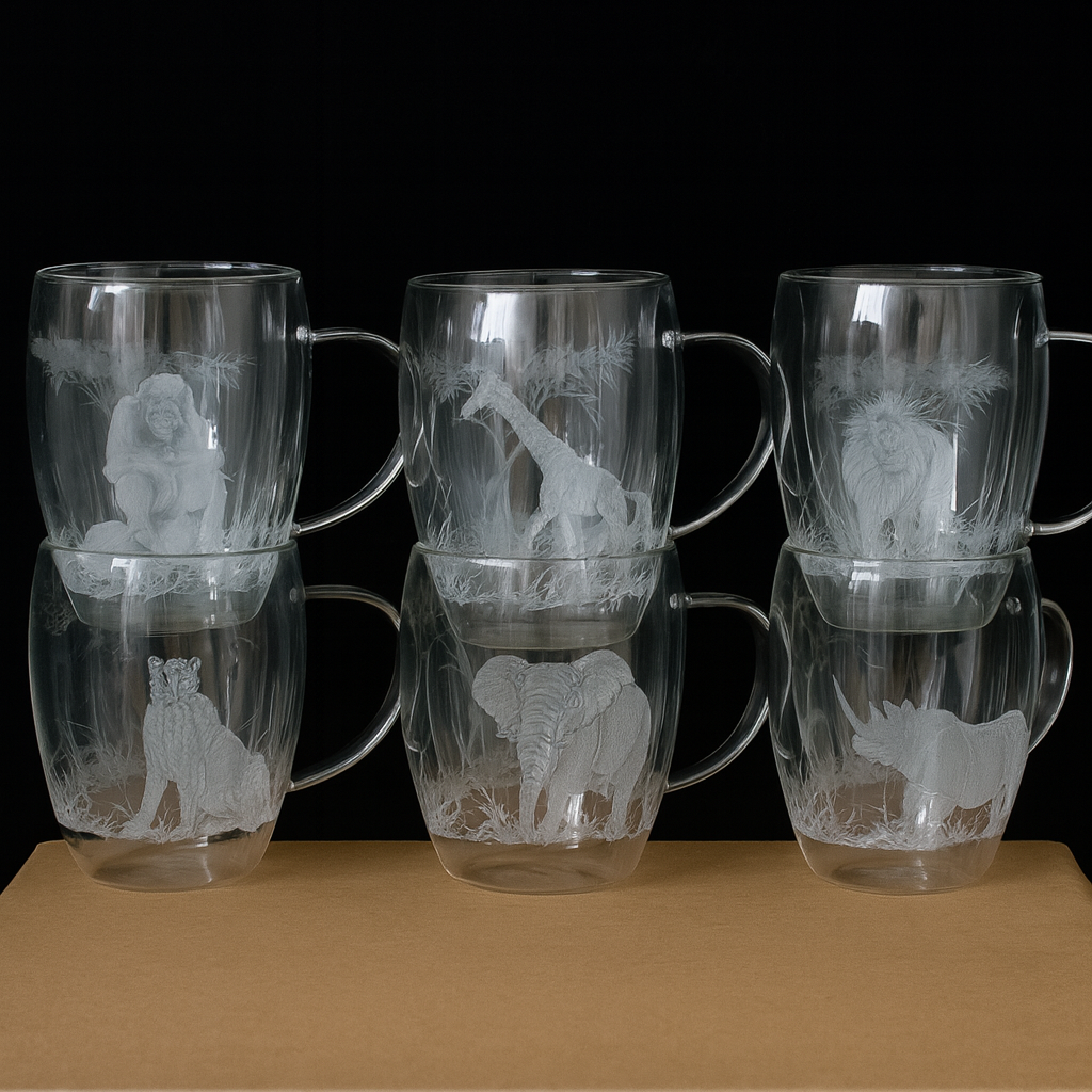 Double-Walled-Engraved-Coffee-Glasses Wholesale Hand-Engraved Wildlife Glass Drinkware – Customizable for Holiday 2025Stock up on customizable wildlife glass drinkware