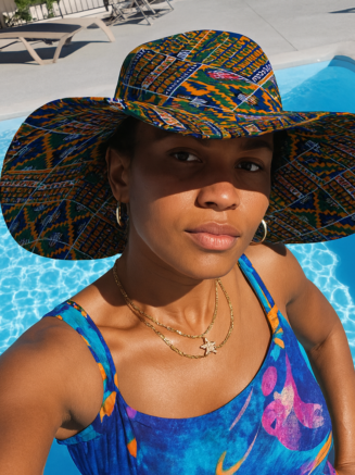 Wholesale Ankara Wide-Brim Sun Hats
