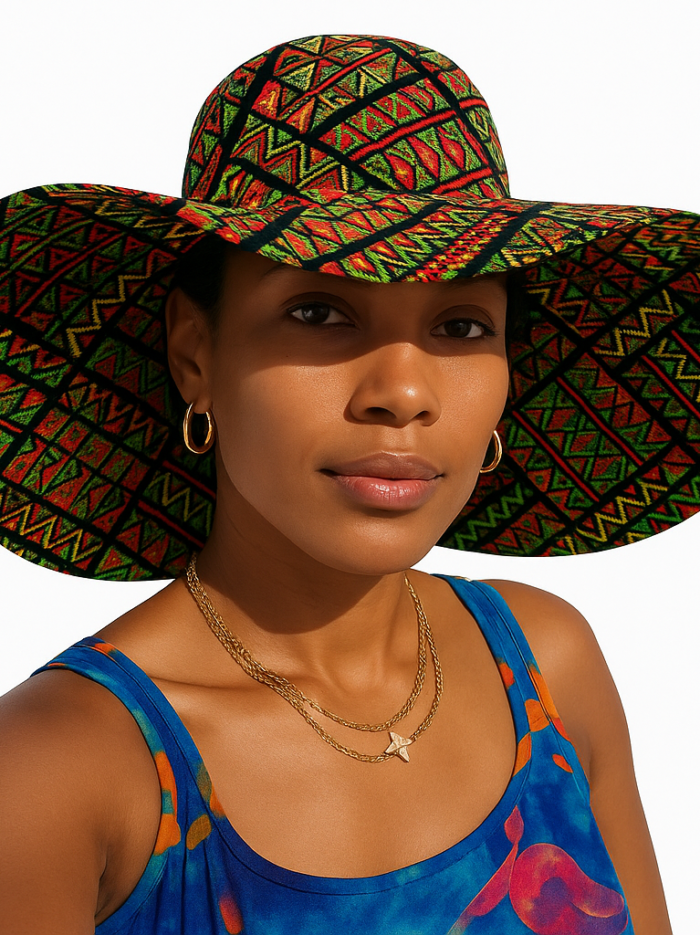 Wholesale Ankara Wide-Brim Sun Hats