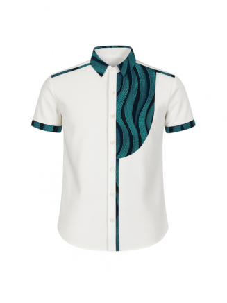 African Print Contrast Panel Shirt