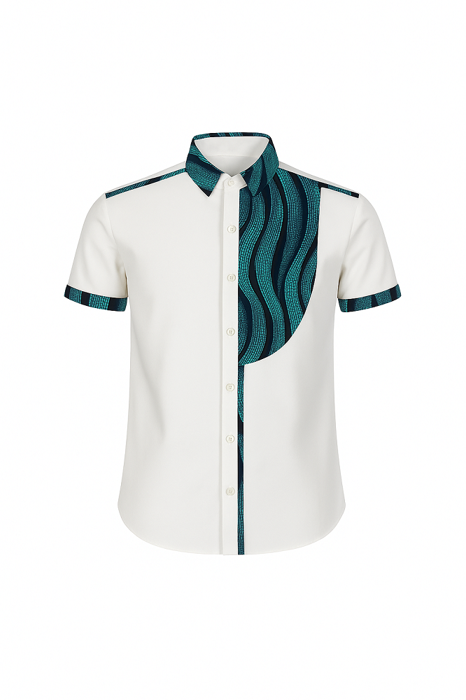 D1 African Print Contrast Panel Shirt