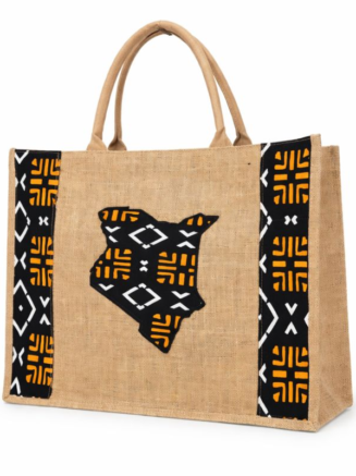 Kenya Map Jute Tote Bag