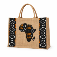 Africa Map Jute Tote Bag