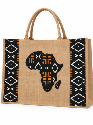 Africa Map Jute Tote Bag