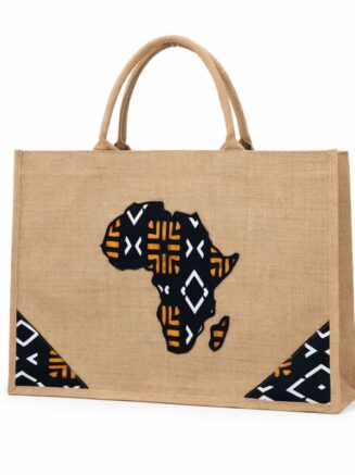 Africa Map Jute Tote Bag