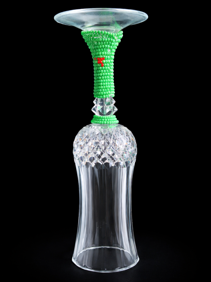 African Beaded Crystal Champagne Flute Emerald Green Luxury Hand-Beaded African Crystal Champagne Flutes