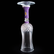 African Beaded Crystal Champagne Flute Lavender
