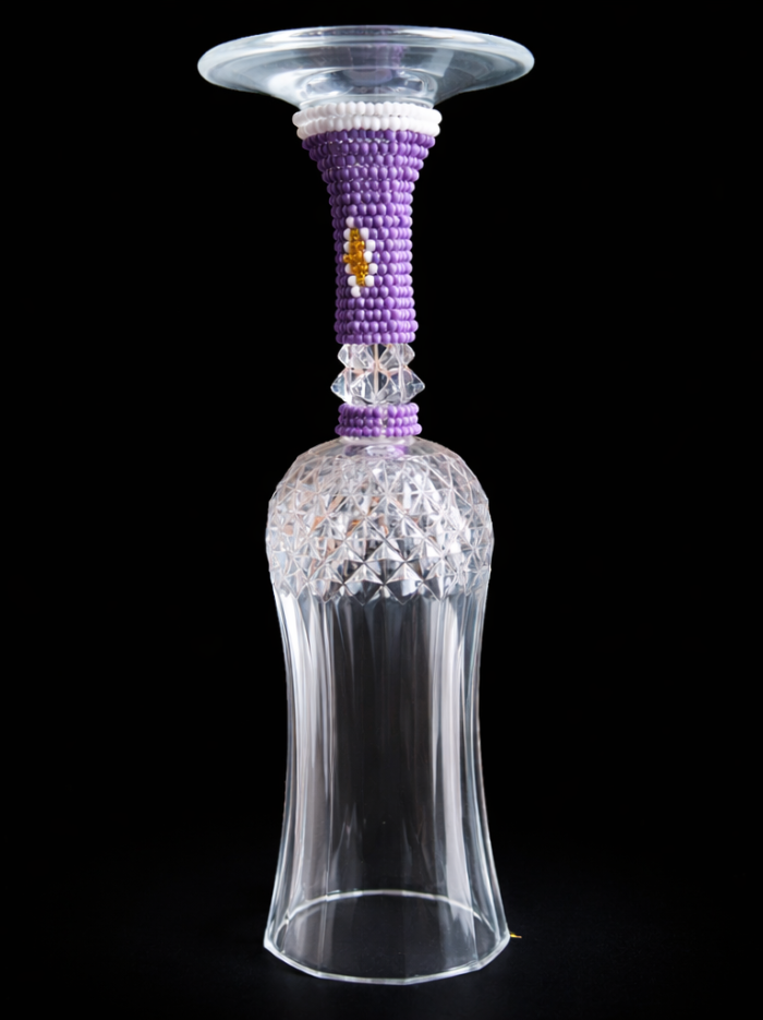 African Beaded Crystal Champagne Flute Lavender African Beaded Crystal Champagne Flute Lavender