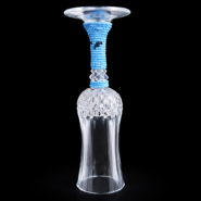 African Beaded Crystal Champagne Flute Royal Blue