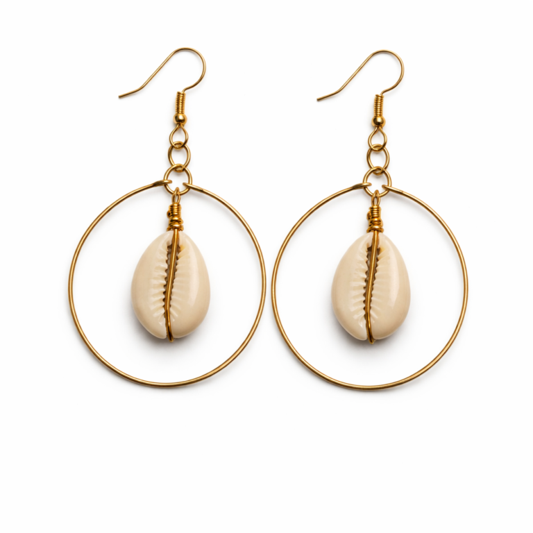 African Cowrie Shell Hoop Earrings – MOQ 100pairs