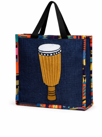 African Djembe Drum Embroidered Tote Bags