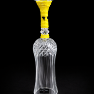 African Hand-Beaded Crystal Champagne Flute Yellow Beaded