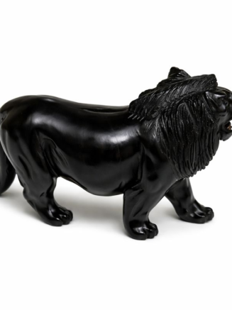 Hand-Carved African Lion Wooden Sculpture
