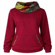 African Print Cowl Neck Hoodie