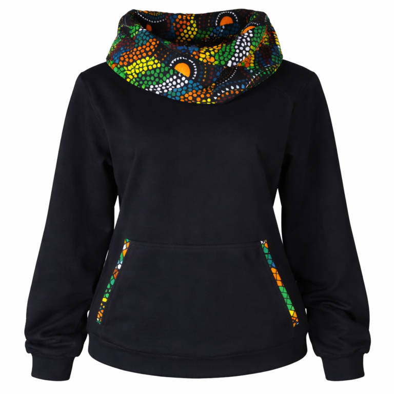 African Print Cowl-Neck Hoodie – 10pcs