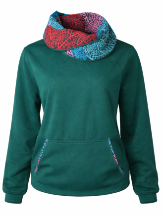 African Print Cowl Neck Hoodie
