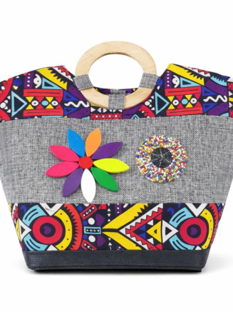 AfroBloom Wooden Handle Tote Bags