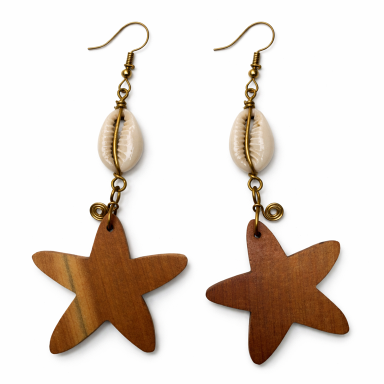 Coastal Cowrie Starwood Earrings – MOQ 100pairs