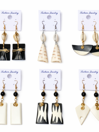 Handcrafted African Bone & Shell Statement Earrings