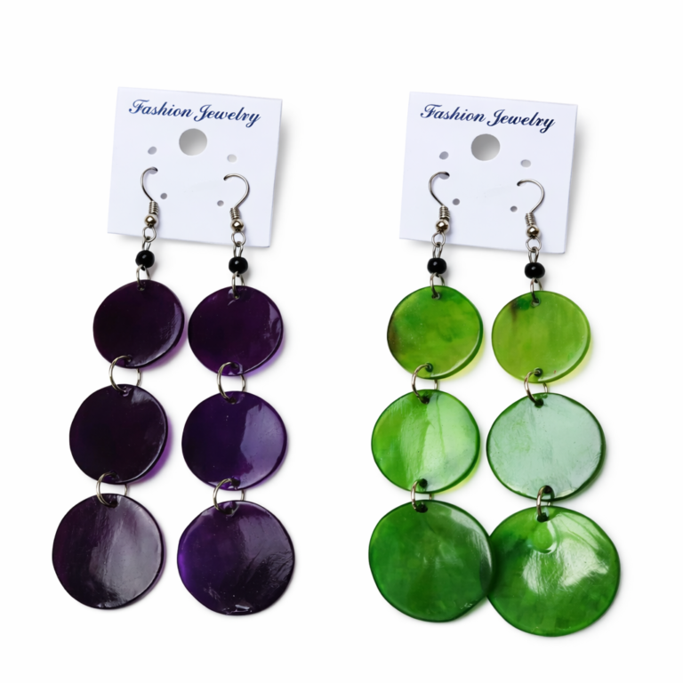 Handcrafted African Shell Disc Statement Earrings – MOQ 100pairs