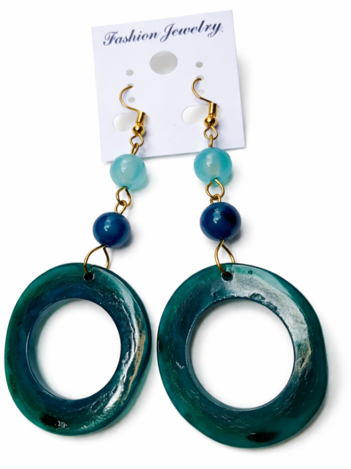 Handcrafted Resin Hoop Drop Earrings