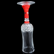 Maasai Beaded Crystal Champagne Flute Red Stem