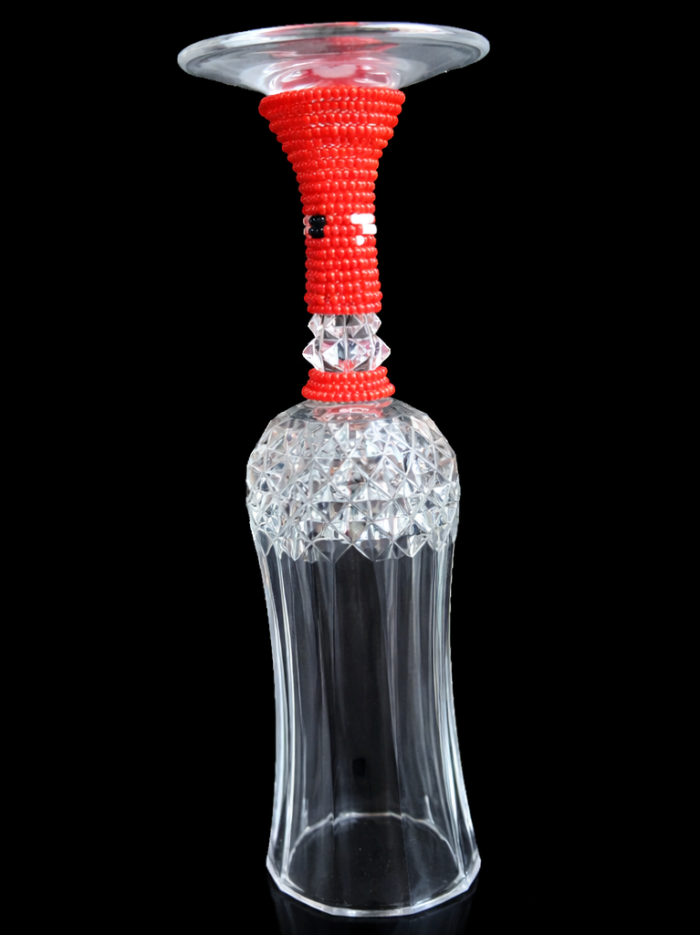 Maasai Beaded Crystal Champagne Flute Red Stem Maasai Beaded Crystal Champagne Flute Red Stem