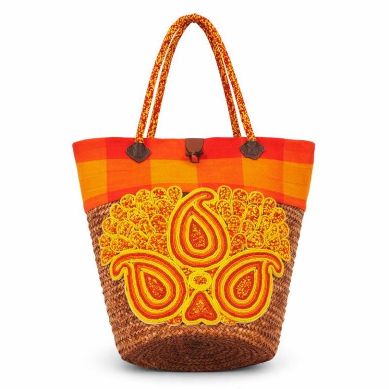 Sunrise Beaded Woven Basket Tote Bags – 10