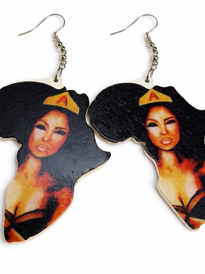 Wholesale Africa Map Wooden Statement Earrings