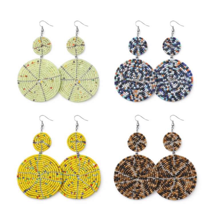 Wholesale African Beaded Disc Drop Earrings – MOQ 100pairs