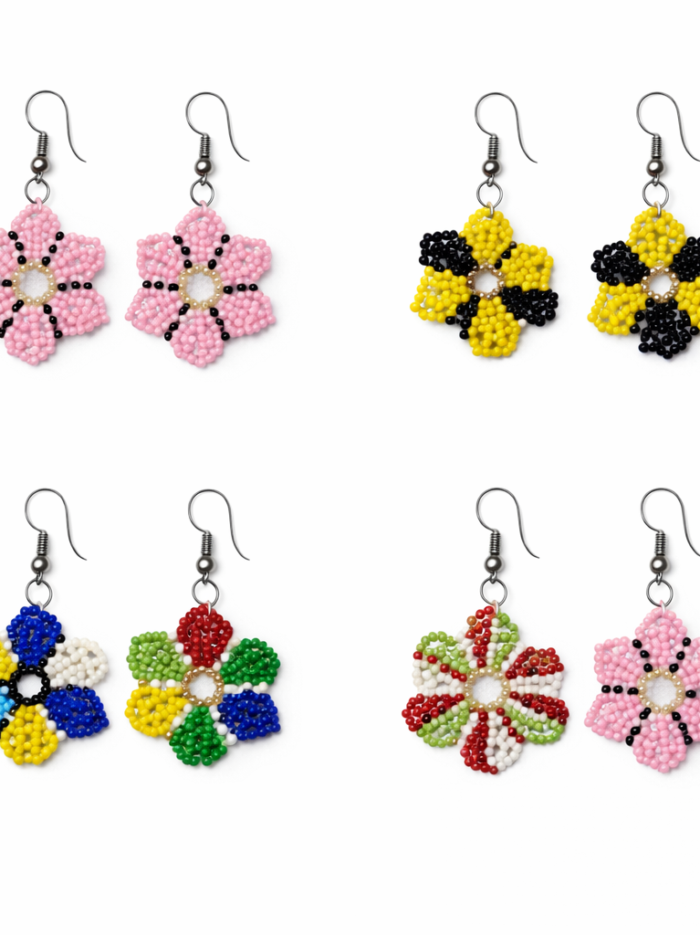 Wholesale African Beaded Floral Statement Earrings Wholesale African Beaded Floral Statement Earrings