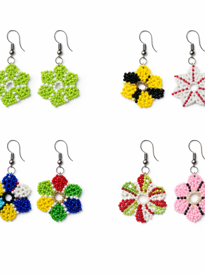 Wholesale African Beaded Floral Statement Earrings (2) Wholesale African Beaded Floral Statement Earrings (2)