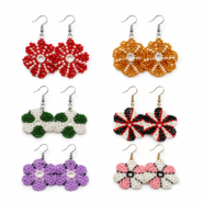 Wholesale African Beaded Floral Statement Earrings (3)