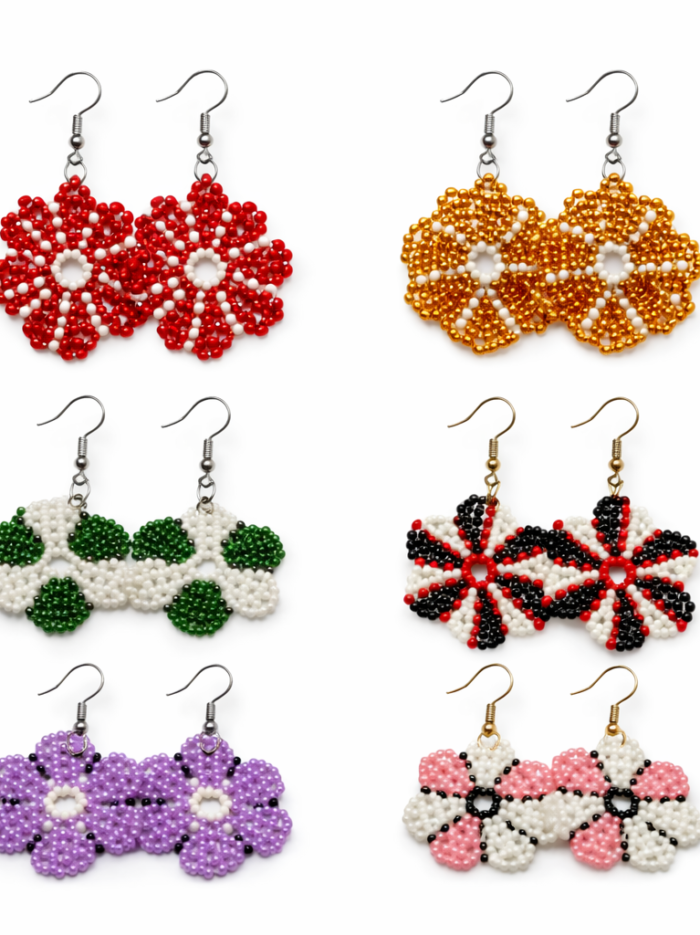 Wholesale African Beaded Floral Statement Earrings (3) Wholesale African Beaded Floral Statement Earrings (3)