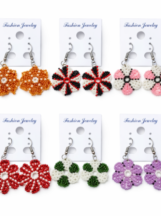 Wholesale African Beaded Floral Statement Earrings