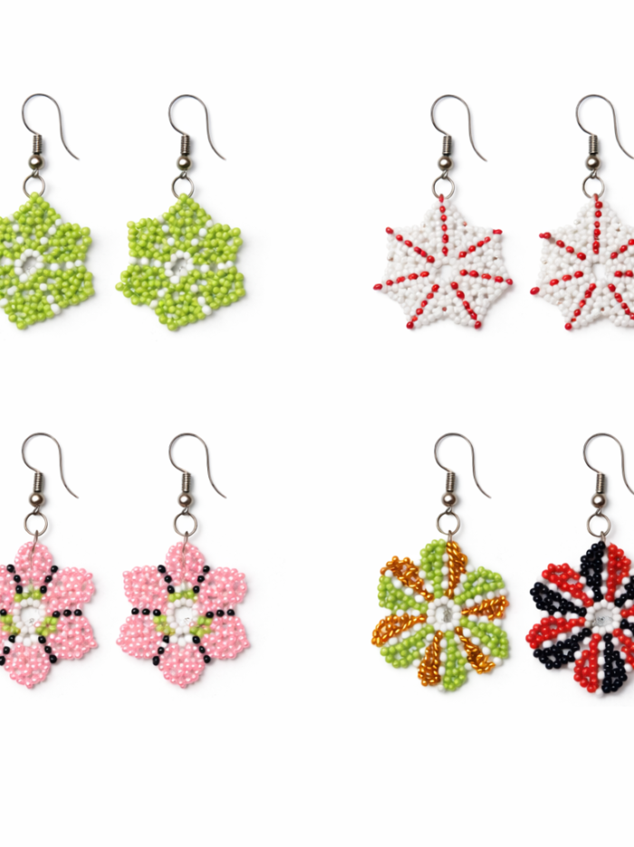 Wholesale African Beaded Floral Statement Earrings Wholesale African Beaded Floral Statement Earrings