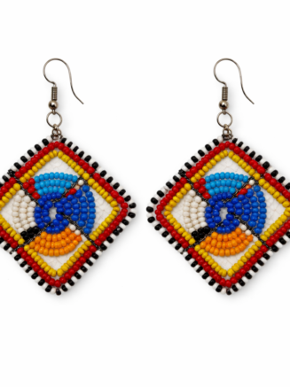 Wholesale African Geometric Square Beaded Statement Earrings