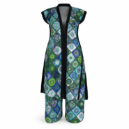 Wholesale African Kente Sleeveless Kimono Jumpsuit Set (2)