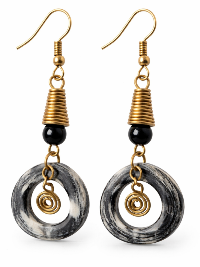 Wholesale African Marble Ring Drop Earrings