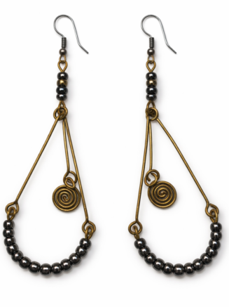 Wholesale African Spiral Wire Teardrop Beaded Earrings