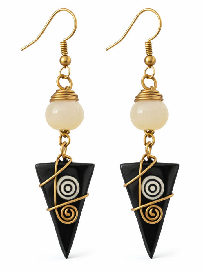 African Triangle Drop Earrings