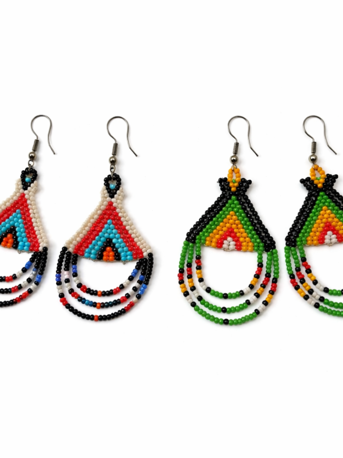 Wholesale African Tribal Triangle Beaded Drop Earrings Wholesale African Tribal Triangle Beaded Drop Earrings