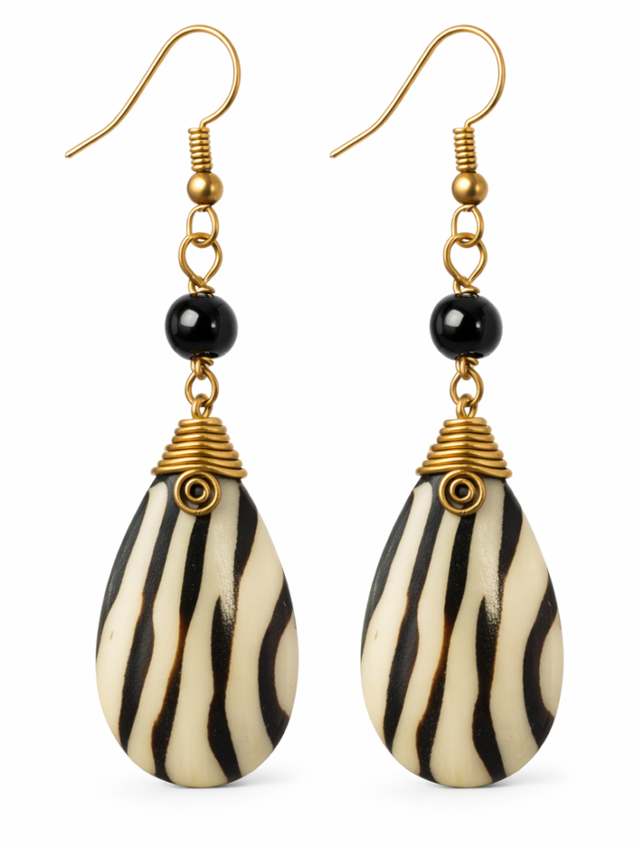 African Zebra Resin Drop Earrings