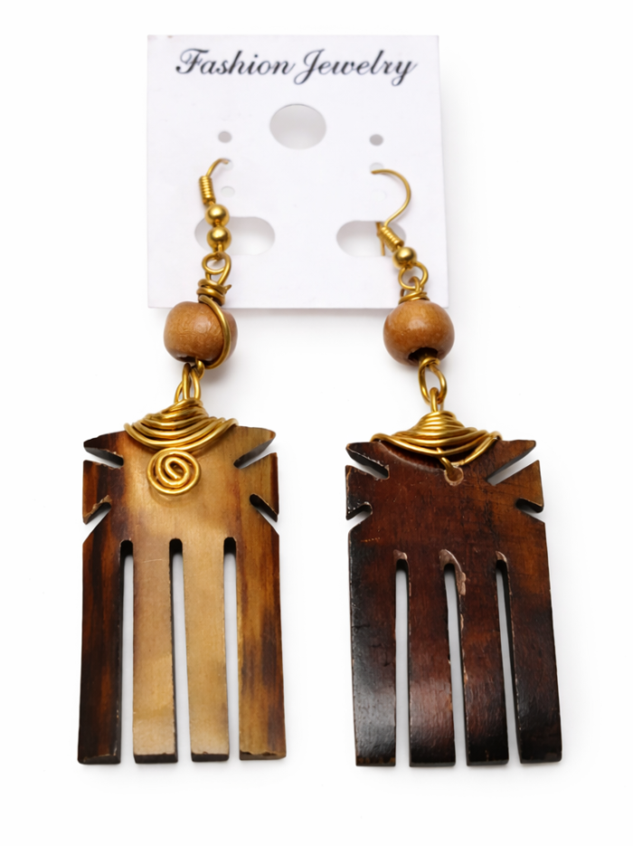 Wholesale Artisan African Wooden Comb Earrings Wholesale Artisan African Wooden Comb Earrings