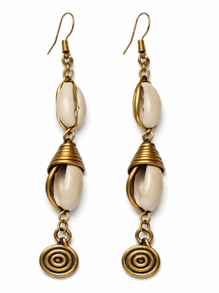 Wholesale Cowrie Shell & Gold Spiral Drop Earrings Wholesale Cowrie Shell & Gold Spiral Drop Earrings