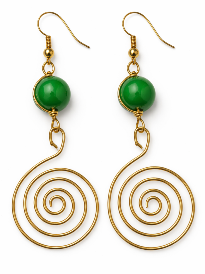 Wholesale Handcrafted Gold Spiral Drop Earrings