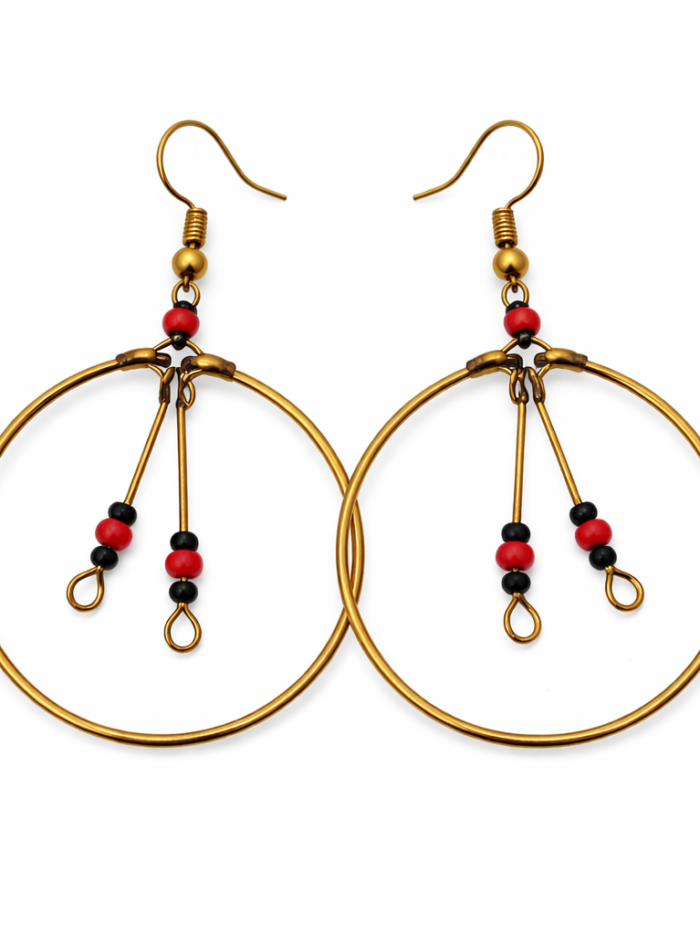 Wholesale Gold-Tone Maasai Beaded Hoop Earrings