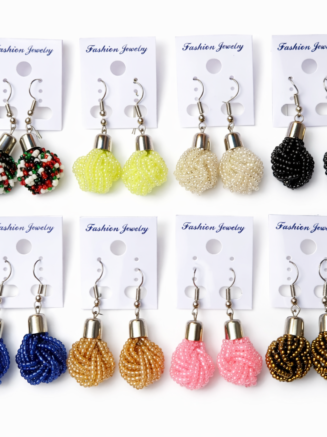 Wholesale Hand-Beaded African Cluster Ball Earrings