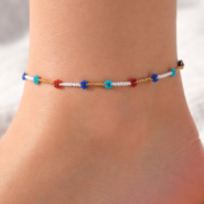 Wholesale Hand-Beaded Floral Anklet