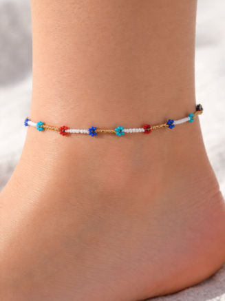 Wholesale Hand-Beaded Floral Anklet